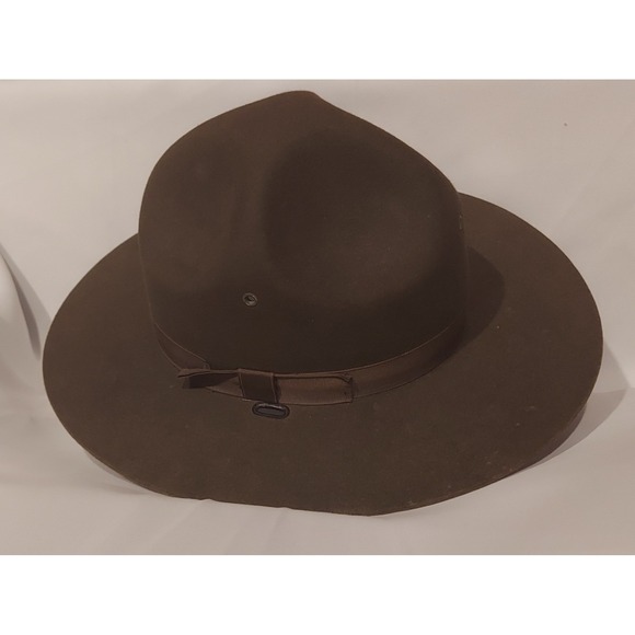 Stratton Mens Green Wool Felt Self Forming Military Drill Sargent Hat Size 7 - Picture 1 of 9